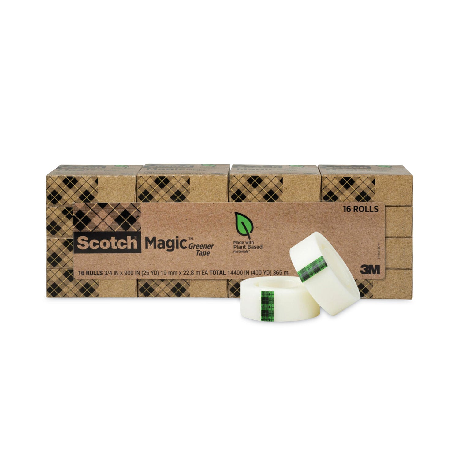 Magic Greener Tape, 1" Core, 0.75" x 75 ft, Clear, 16/Pack - 