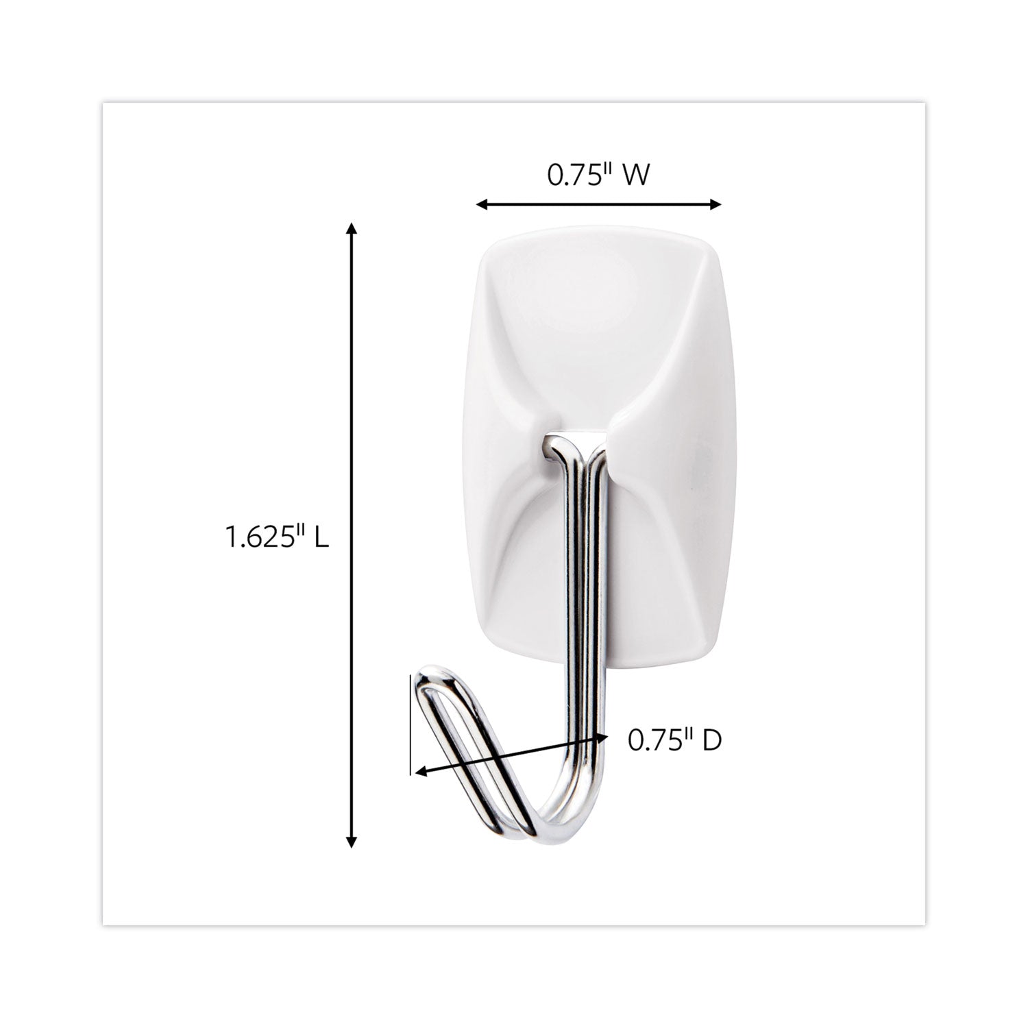 General Purpose Wire Hooks Multi-Pack, Small, Metal, White, 0.5 lb Capacity, 9 Hooks and 12 Strips/Pack