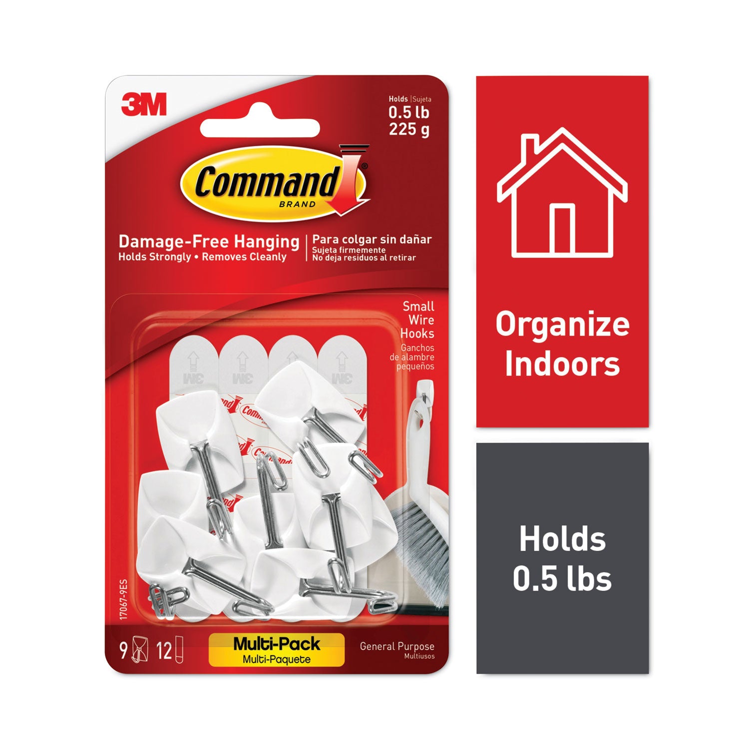 general-purpose-wire-hooks-multi-pack-small-metal-white-05-lb-capacity-9-hooks-and-12-strips-pack_mmm170679es - 1