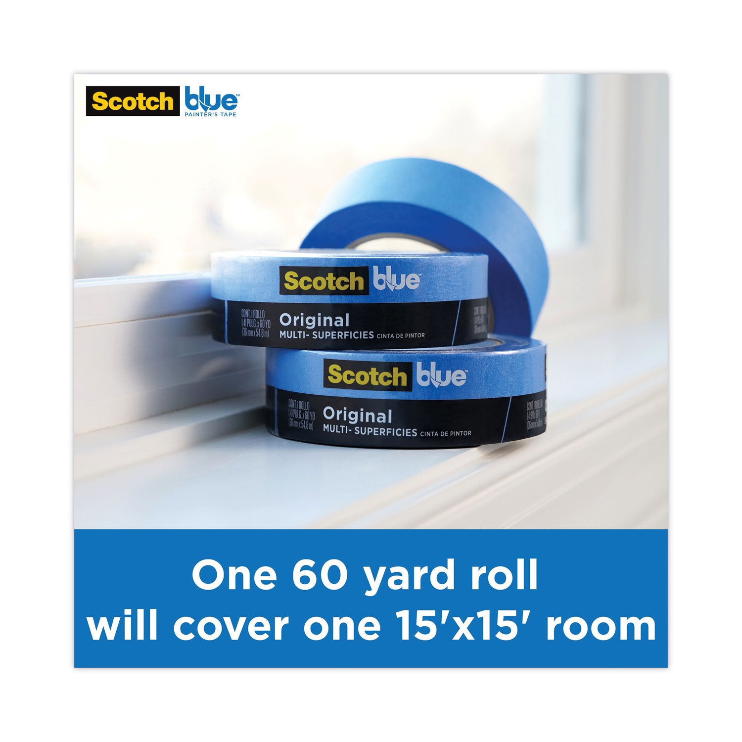 Original Multi-Surface Painter's Tape, 3" Core, 1.88" x 60 yds, Blue, 3/Pack