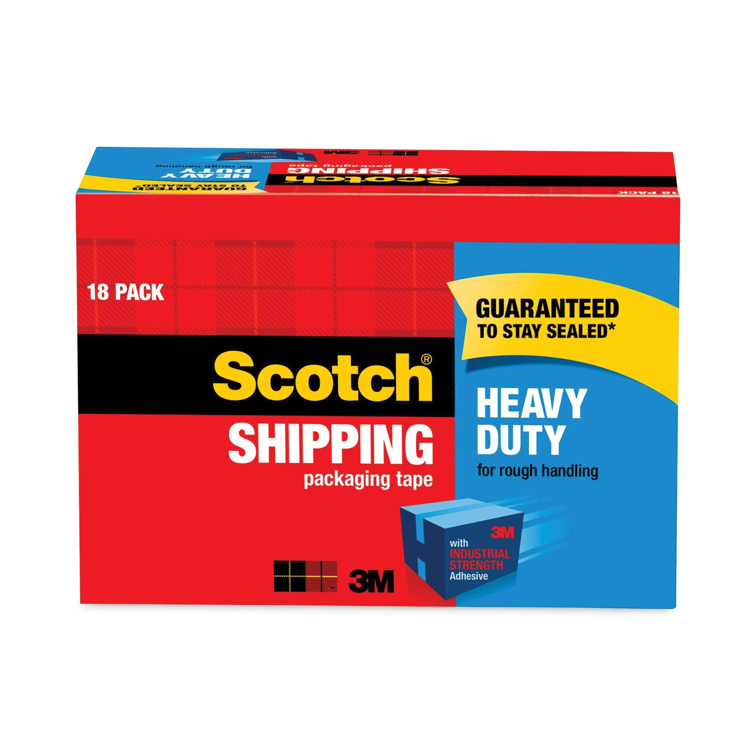 3850 Heavy-Duty Packaging Tape Cabinet Pack, 3" Core, 1.88" x 54.6 yds, Clear, 18/Pack - 