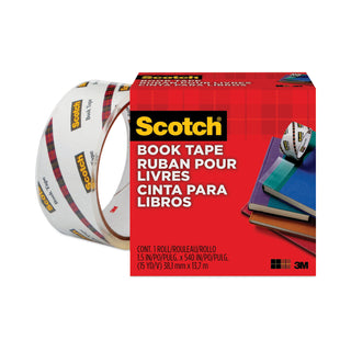 Book Tape, 3" Core, 1.5" x 15 yds, Clear