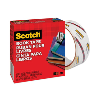 Book Tape, 3" Core, 1.5" x 15 yds, Clear
