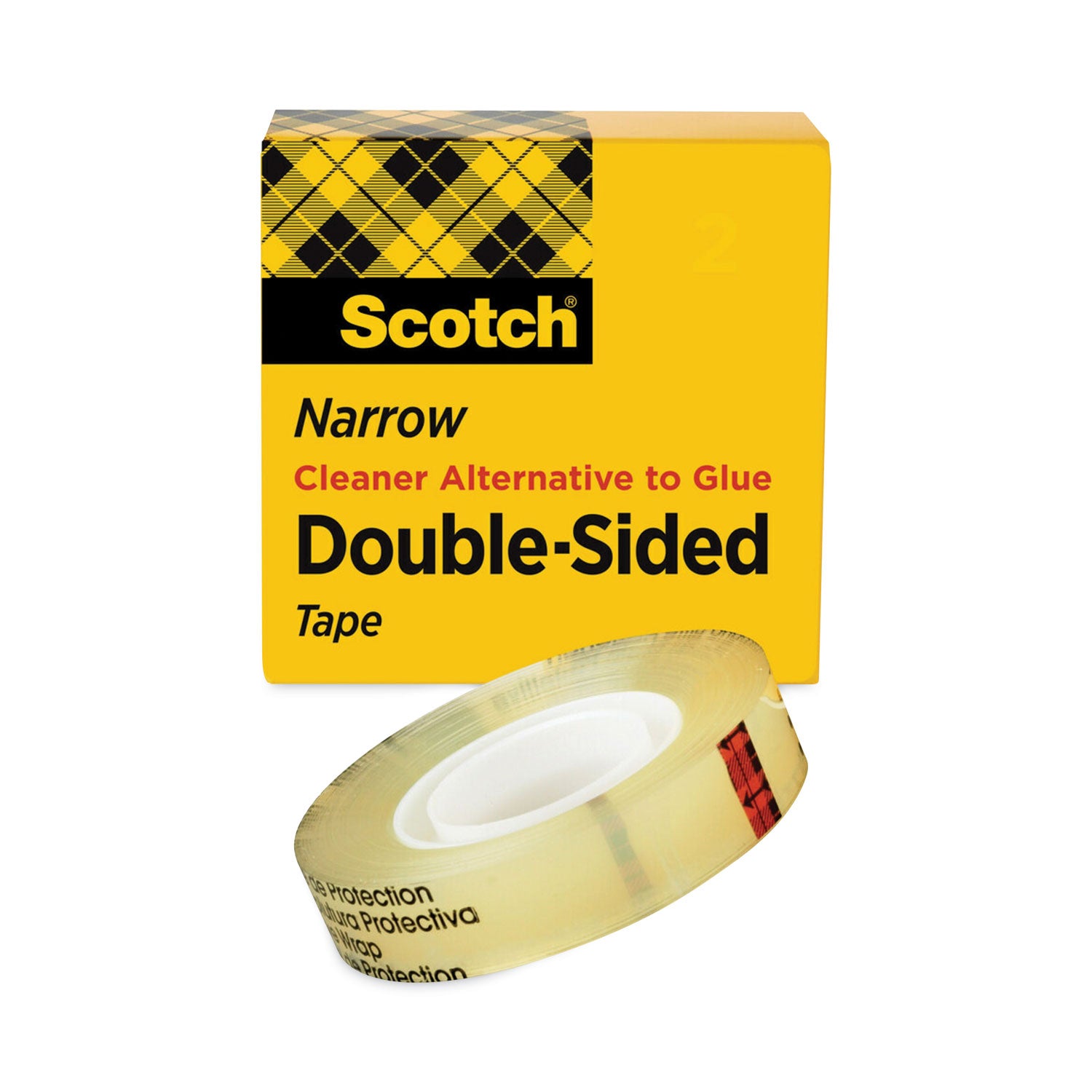 Double-Sided Tape, 1" Core, 0.5" x 75 ft, Clear - 