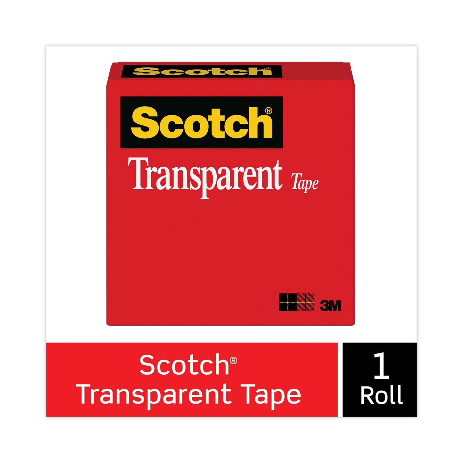 Transparent Tape, 1" Core, 0.75" x 36 yds, Transparent - 