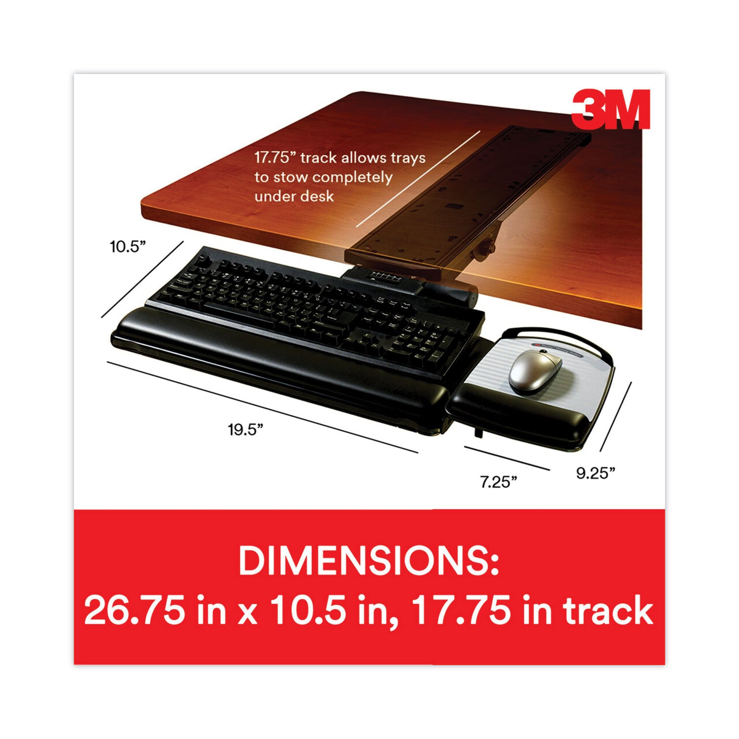Knob Adjust Keyboard Tray With Highly Adjustable Platform, Black - 