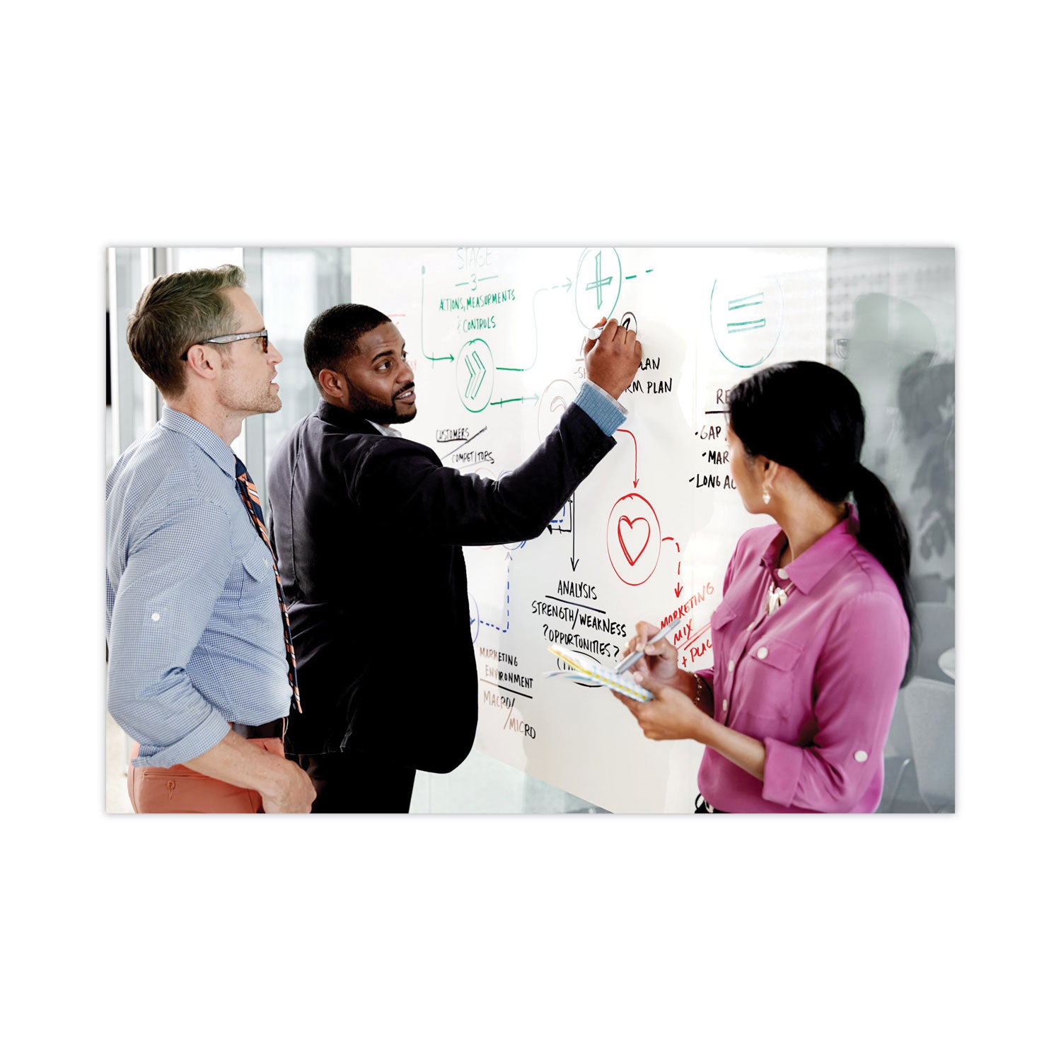 Dry Erase Surface with Adhesive Backing, 36 x 24, White Surface - 