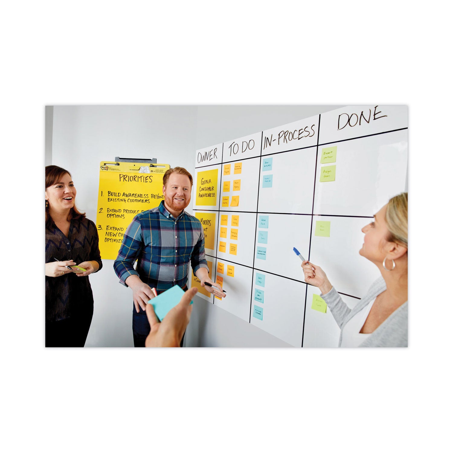 Dry Erase Surface with Adhesive Backing, 72 x 48, White Surface - 