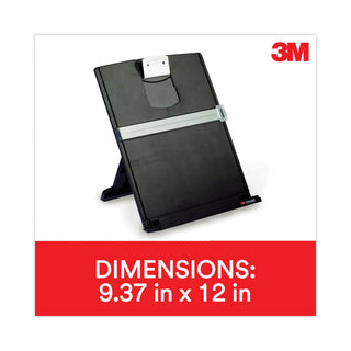 Fold-Flat Freestanding Desktop Copyholder, 150 Sheet Capacity, Plastic, Black/Silver Clip