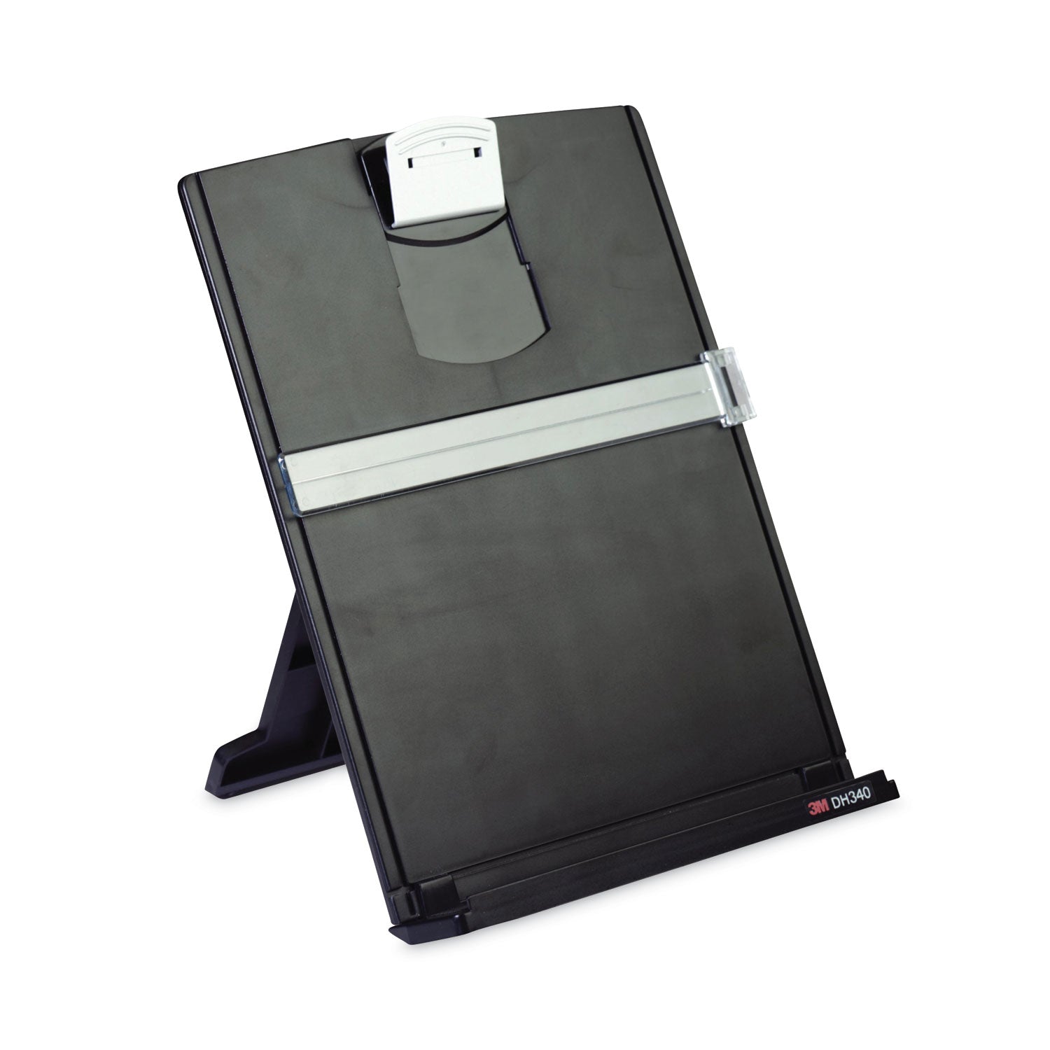 Fold-Flat Freestanding Desktop Copyholder, 150 Sheet Capacity, Plastic, Black/Silver Clip - 