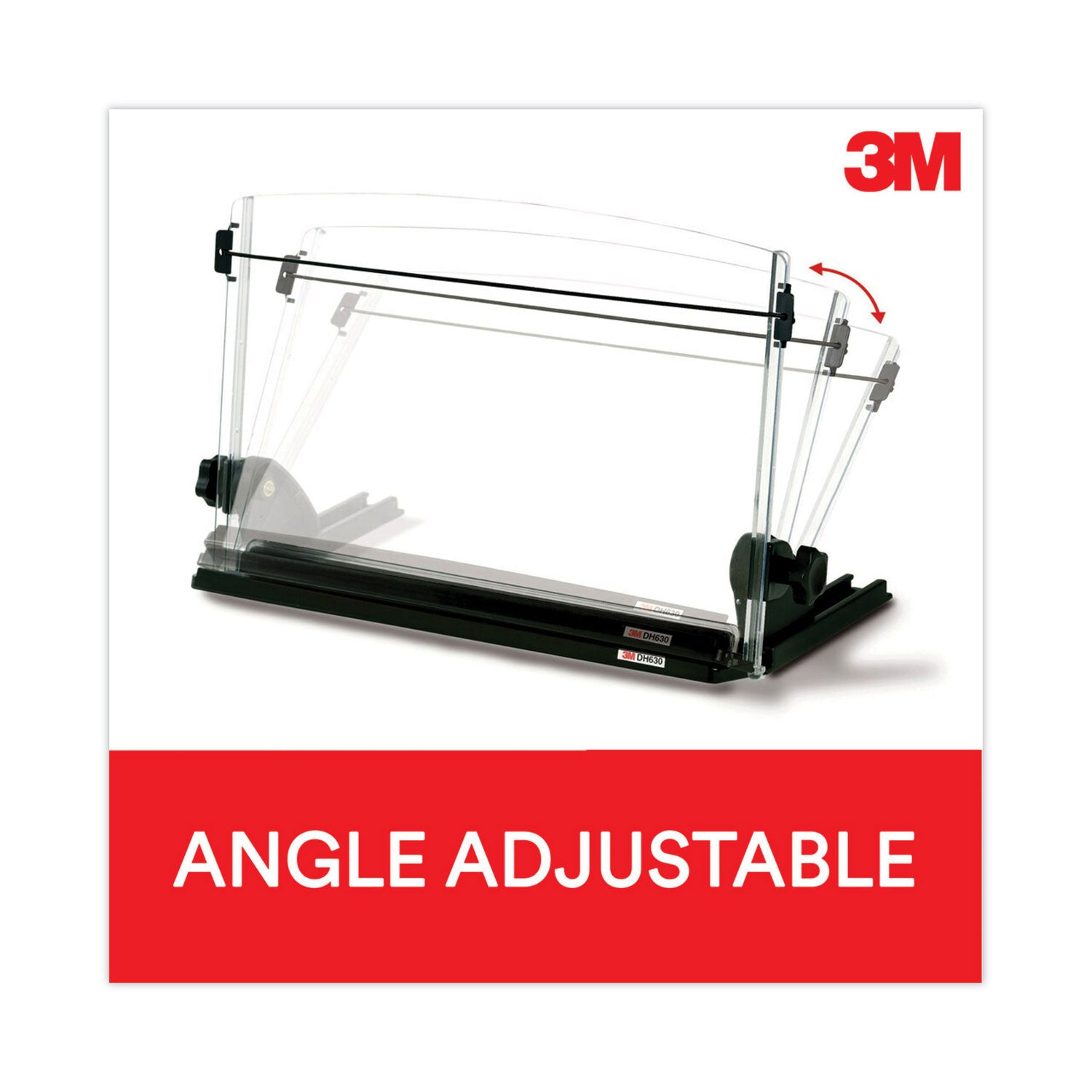 In-Line Adjustable Desktop Copyholder,150 Sheet Capacity, Plastic, Black/Clear - 