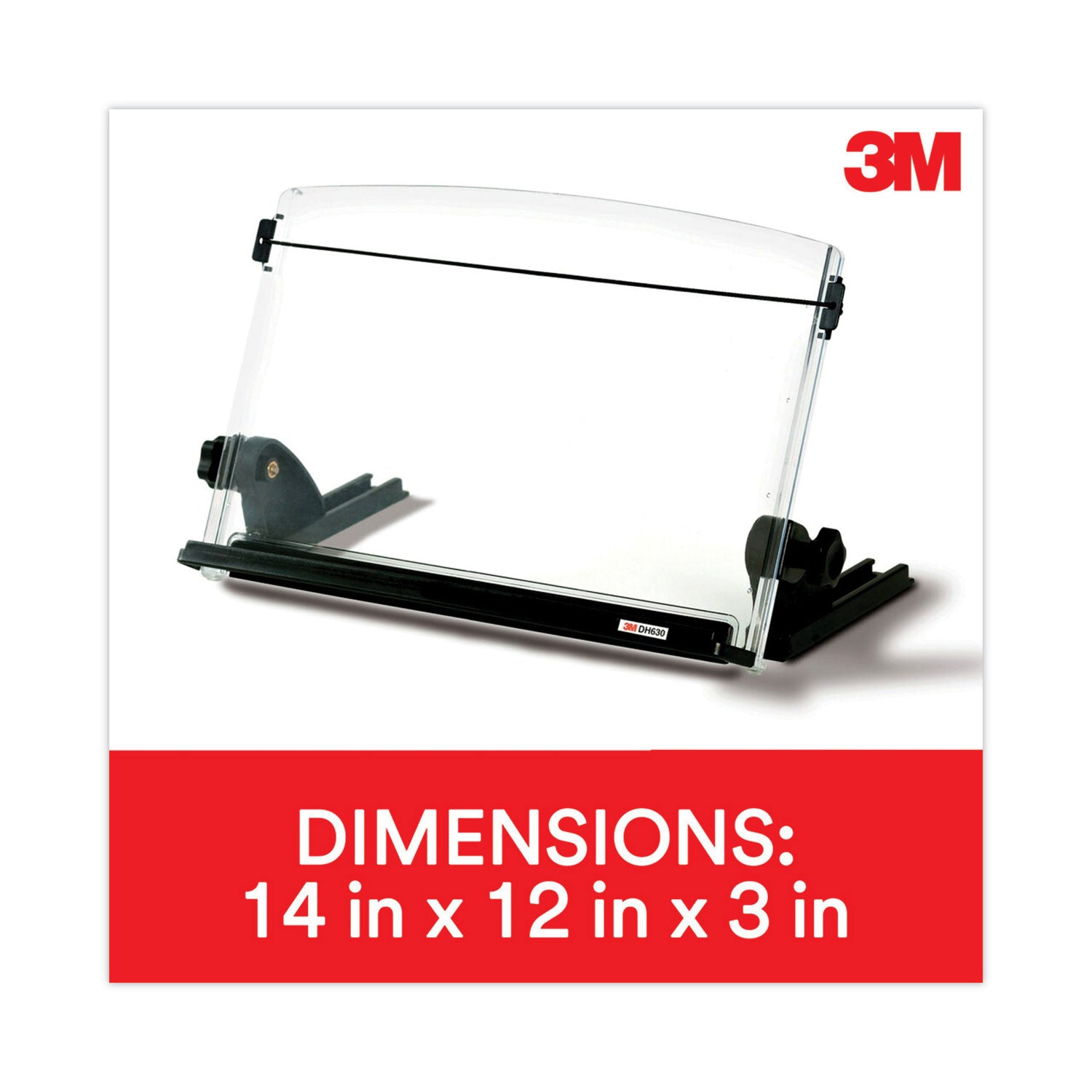In-Line Adjustable Desktop Copyholder,150 Sheet Capacity, Plastic, Black/Clear - 