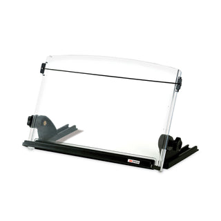 In-Line Adjustable Desktop Copyholder,150 Sheet Capacity, Plastic, Black/Clear - 