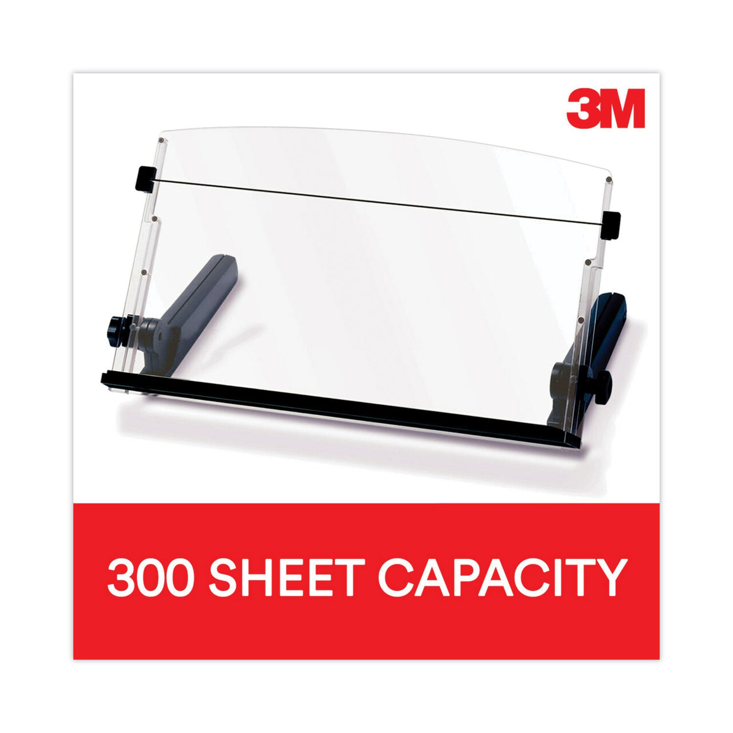 In-Line Freestanding Copyholder, 300 Sheet Capacity, Plastic, Black/Clear - 