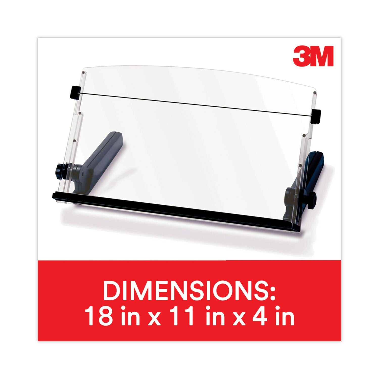 In-Line Freestanding Copyholder, 300 Sheet Capacity, Plastic, Black/Clear