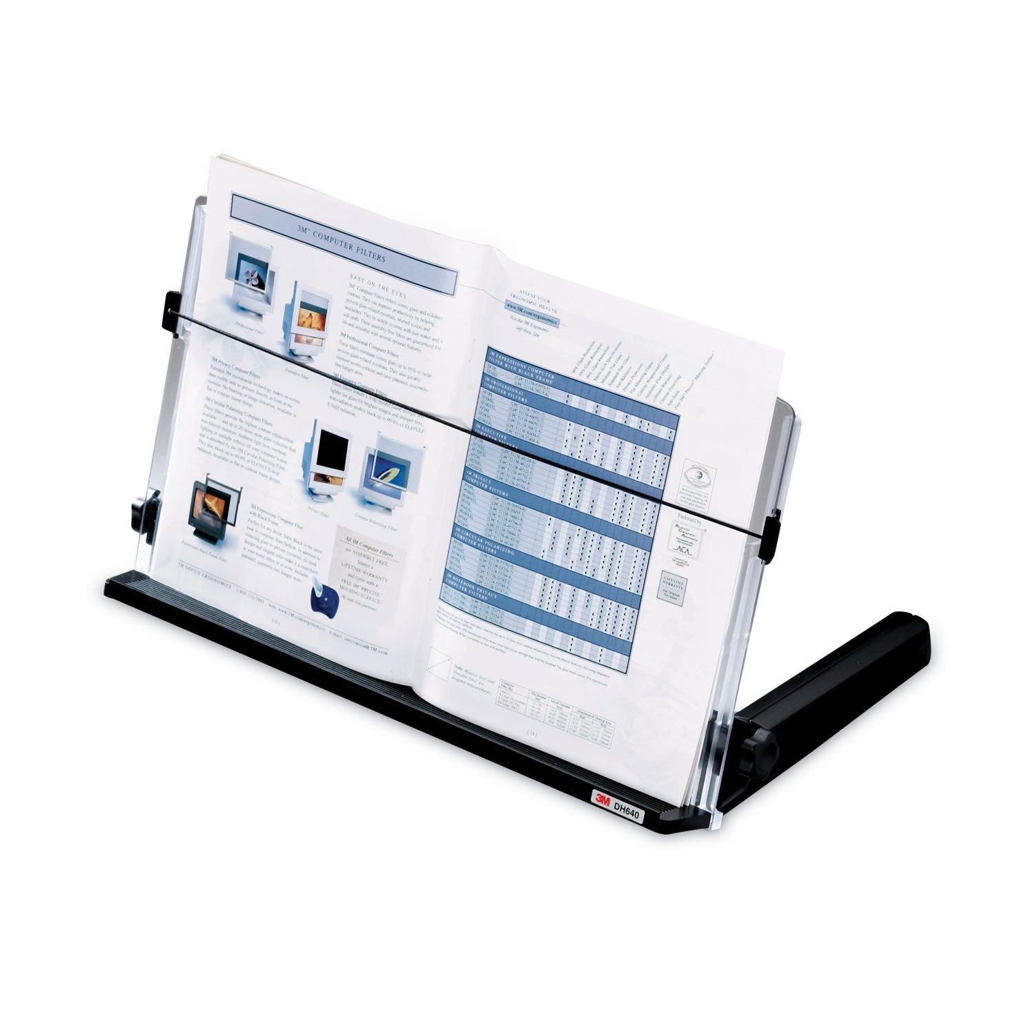 In-Line Freestanding Copyholder, 300 Sheet Capacity, Plastic, Black/Clear