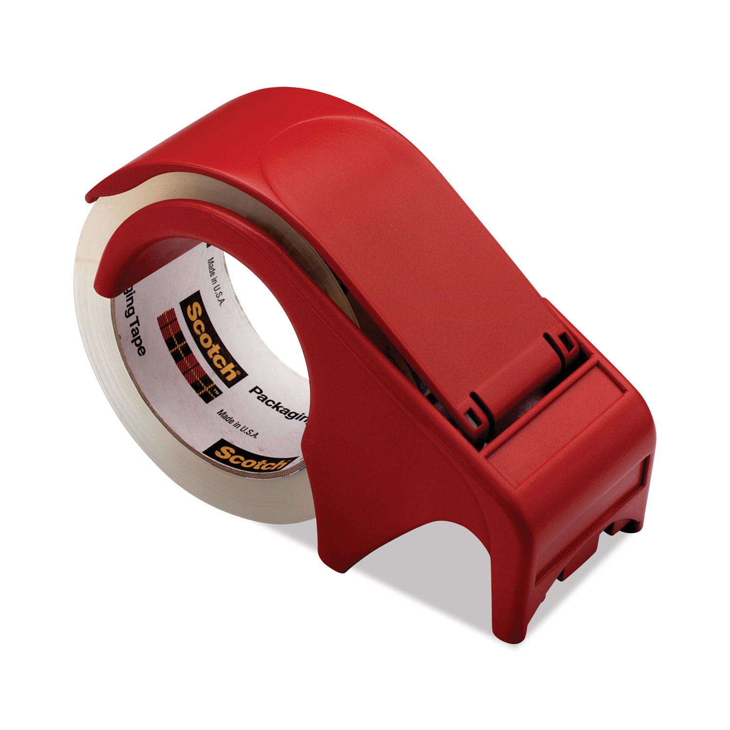 Compact and Quick Loading Dispenser for Box Sealing Tape, 3" Core, For Rolls Up to 2" x 60 yds, Red - 