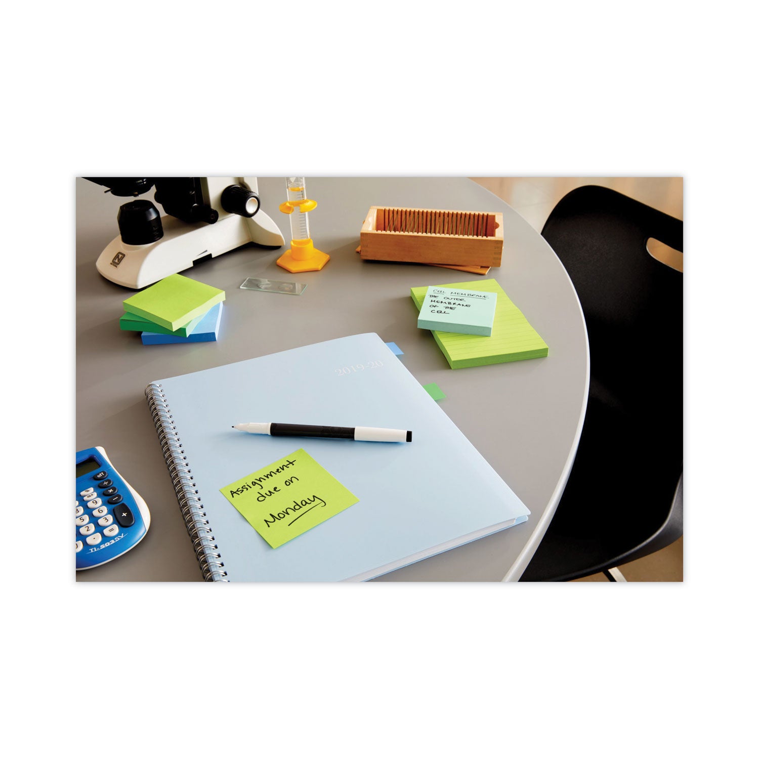 Note and Flag Dispenser, For 3 x 3 Pads, Black/Clear, Includes 45-Sheet Canary Super Sticky Pop-up Pad; (50) 1" Flags