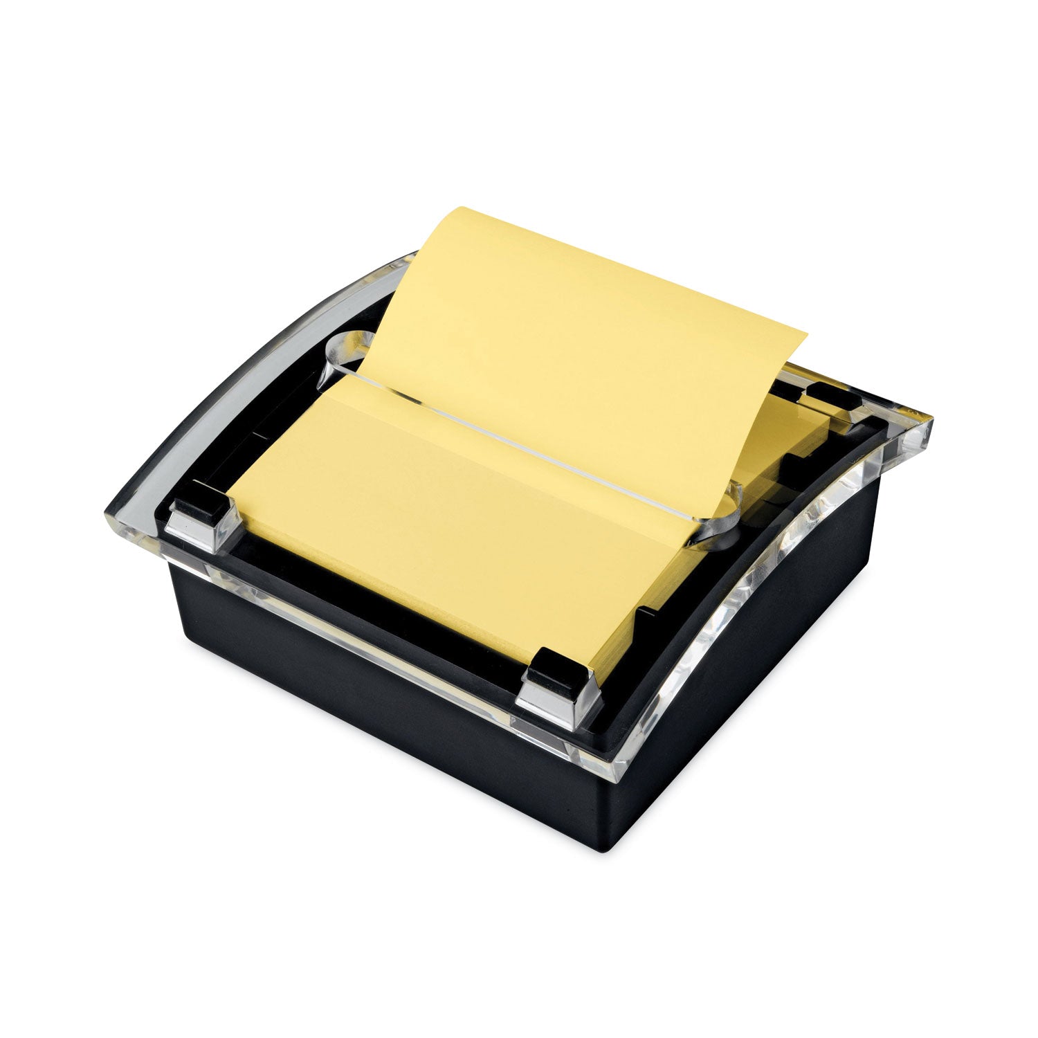 Clear Top Pop-up Note Dispenser, For 3 x 3 Pads, Black, Includes 50-Sheet Pad of Canary Yellow Pop-up Pad - 