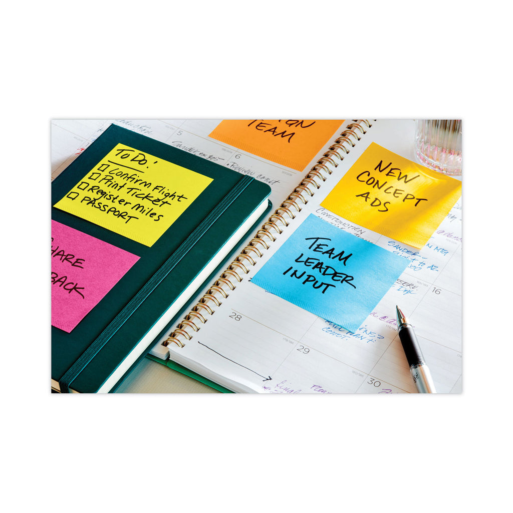 Full Stick Notes, 3" x 3", Energy Boost Collection Colors, 25 Sheets/Pad, 4 Pads/Pack - 