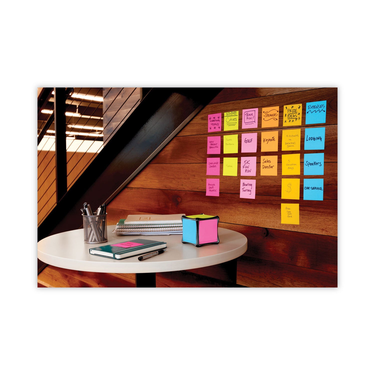 Full Stick Notes, 3" x 3", Energy Boost Collection Colors, 25 Sheets/Pad, 4 Pads/Pack - 
