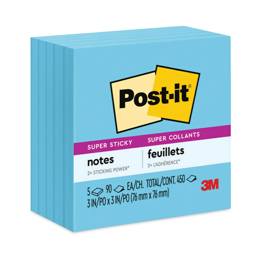 Full Stick Notes, 3" x 3", Energy Boost Collection Colors, 25 Sheets/Pad, 4 Pads/Pack - 