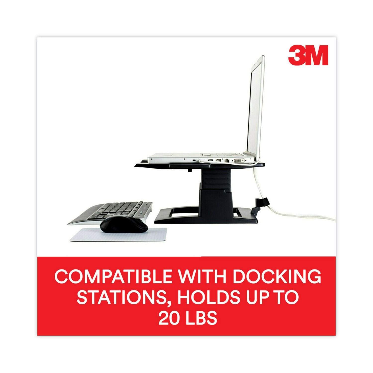 Adjustable Notebook Riser, 13" x 13" x 4" to 6", Black, Supports 20 lbs