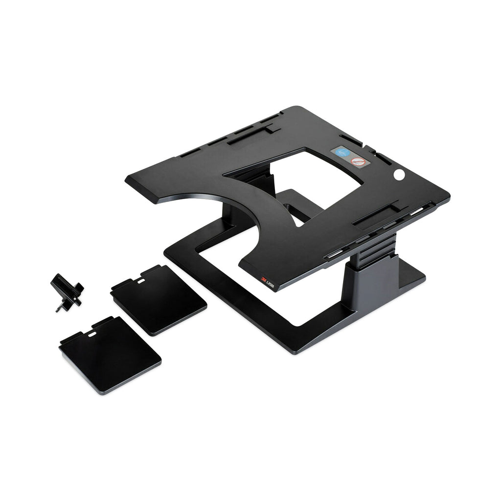 Adjustable Notebook Riser, 13" x 13" x 4" to 6", Black, Supports 20 lbs - 