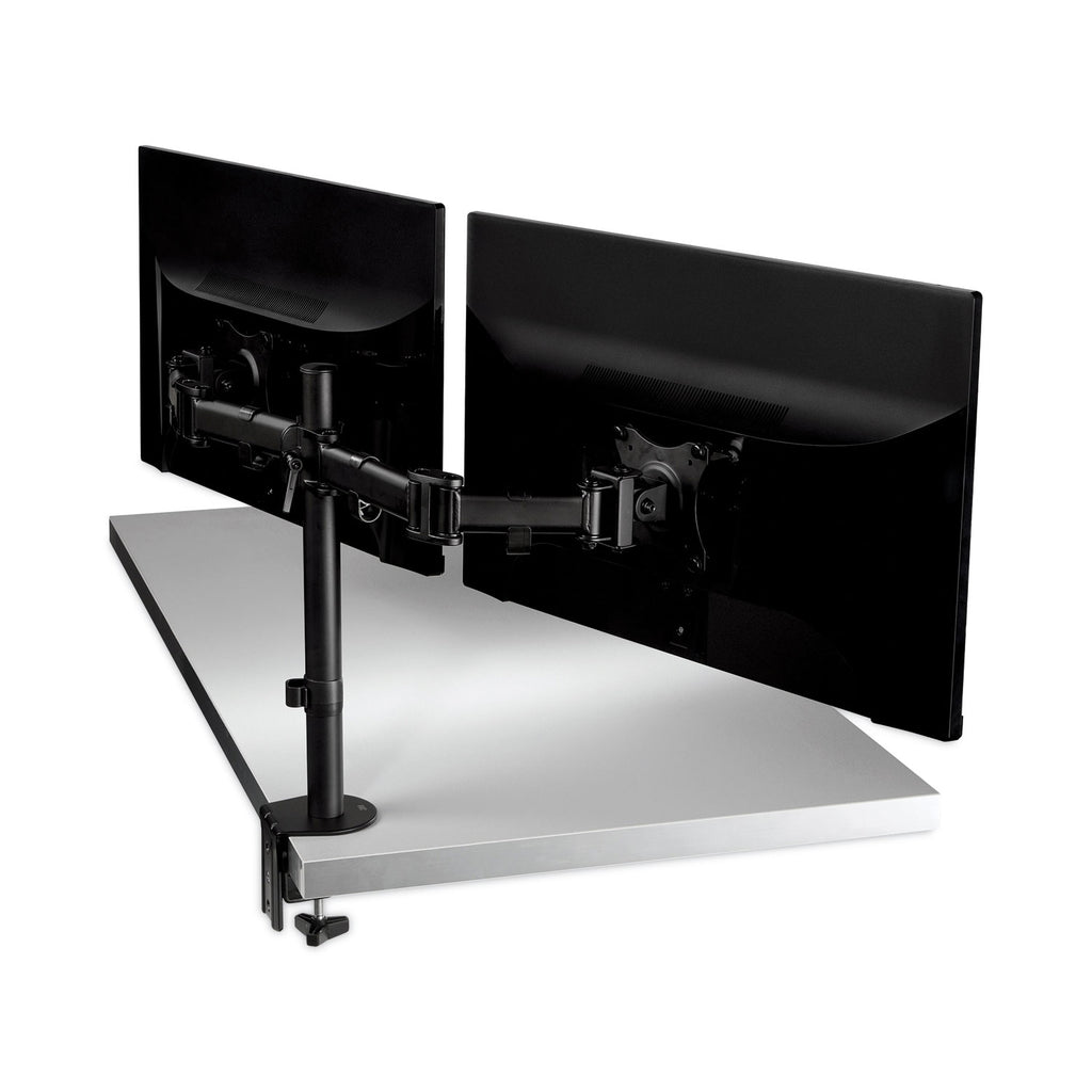 Dual Monitor Mount, For 27" Monitors, 360 Degree Rotation, +45 Degree/-45 Degree Tilt, 90 Degree Pan, Black, Supports 20 lb