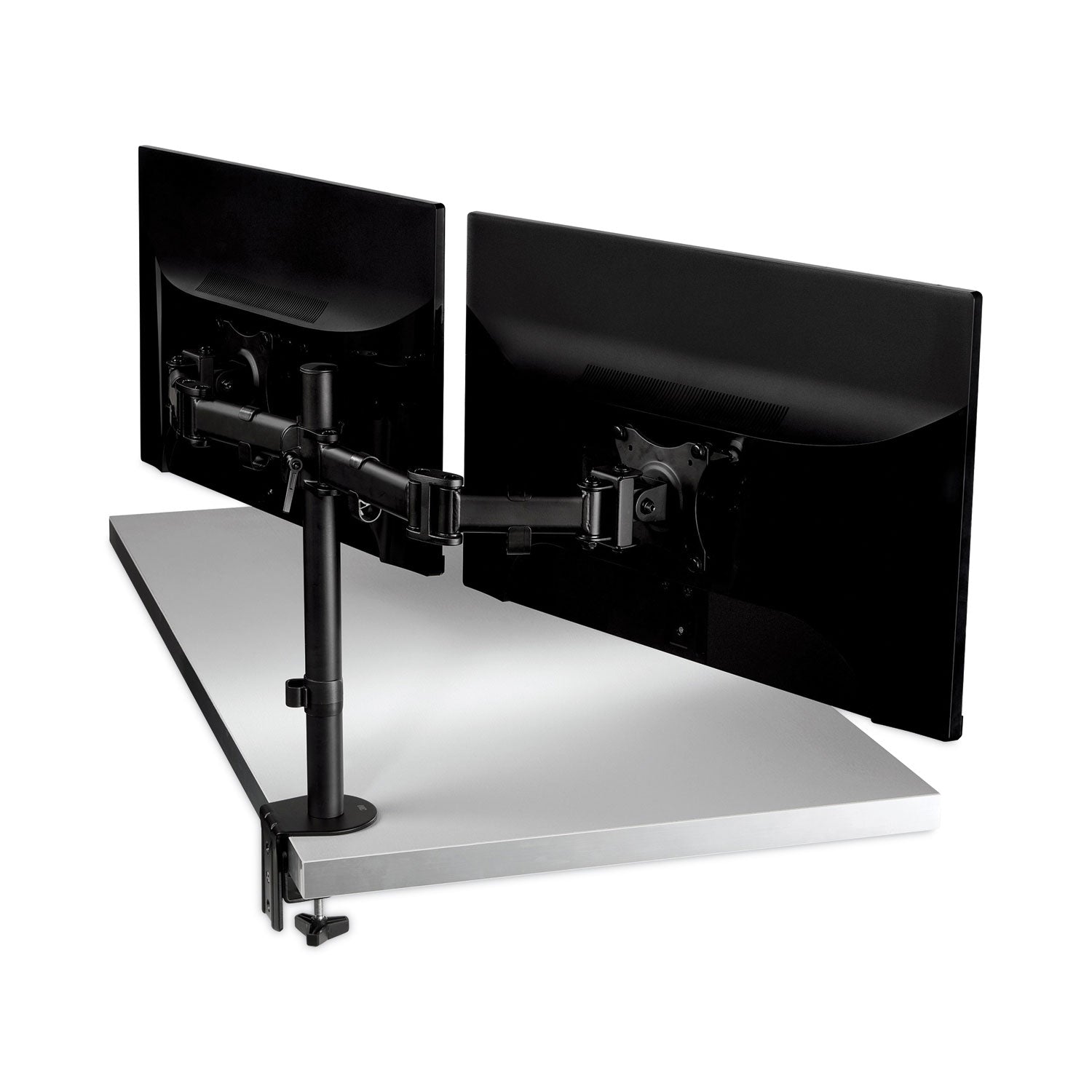 Dual Monitor Mount, For 27" Monitors, 360 Degree Rotation, +45 Degree/-45 Degree Tilt, 90 Degree Pan, Black, Supports 20 lb