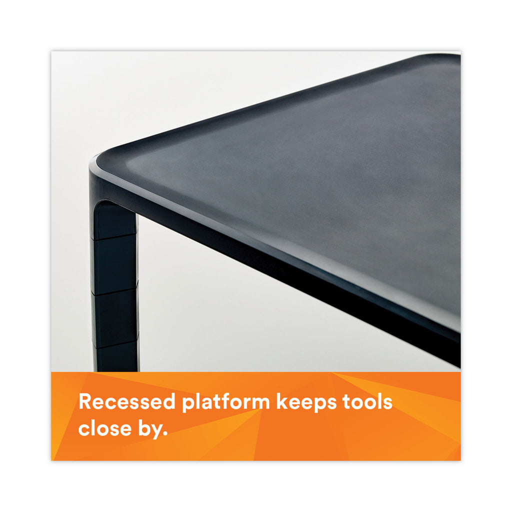 Adjustable Monitor Stand, 16" x 12" x 1.75" to 5.5", Black, Supports 20 lbs
