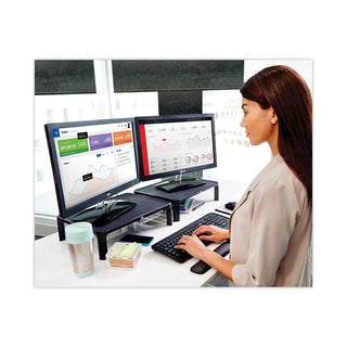 Adjustable Monitor Stand, 16" x 12" x 1.75" to 5.5", Black, Supports 20 lbs