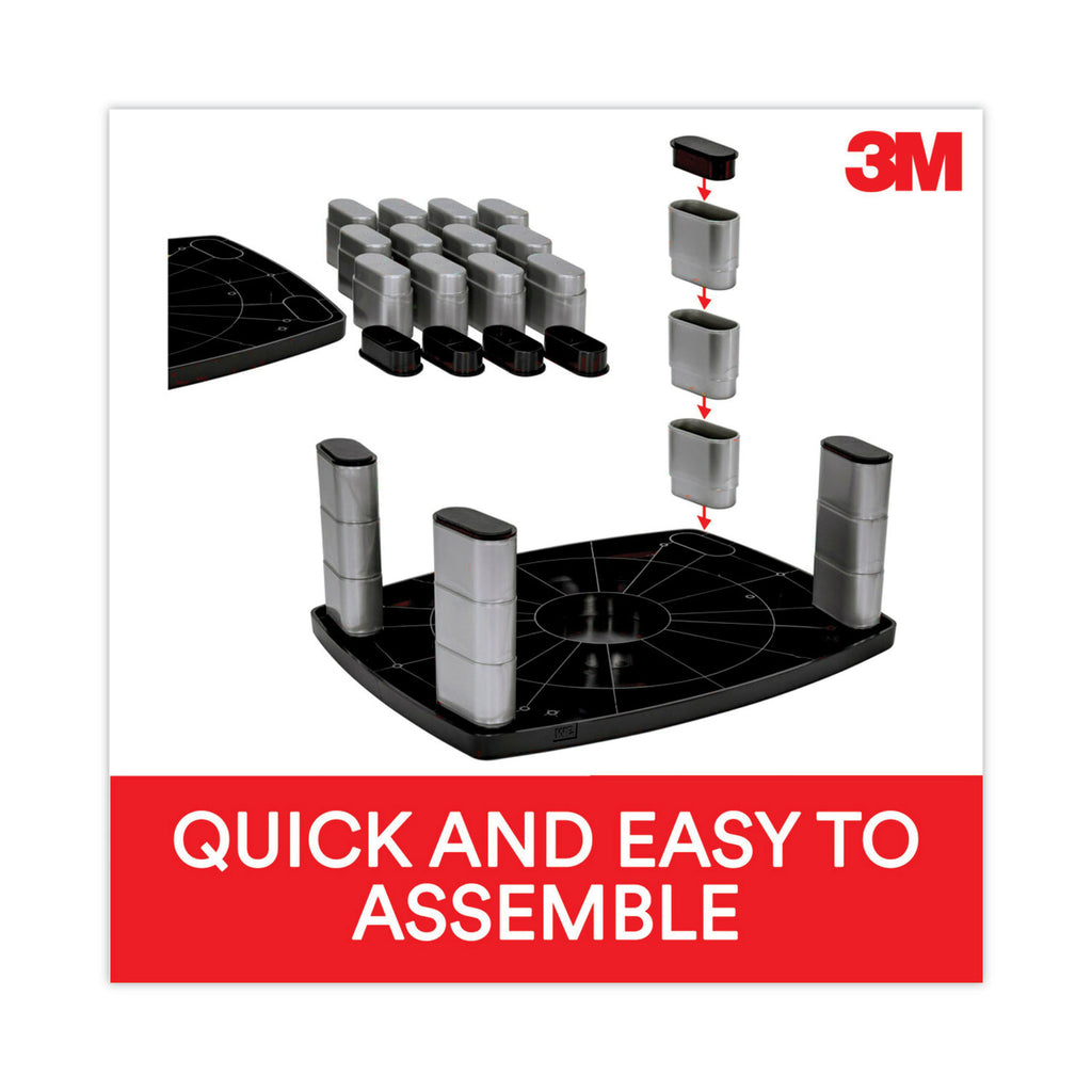 Extra-Wide Adjustable Monitor Stand, 20" x 12" x 1" to 5.78", Silver/Black, Supports 40 lbs