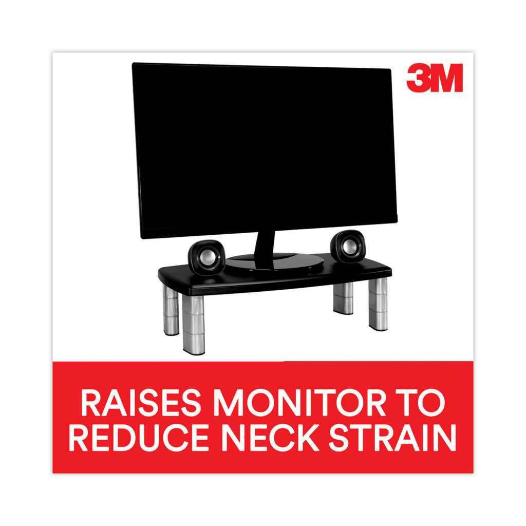 Extra-Wide Adjustable Monitor Stand, 20" x 12" x 1" to 5.78", Silver/Black, Supports 40 lbs