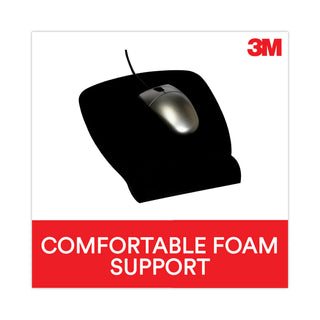 Antimicrobial Foam Mouse Pad with Wrist Rest, 8.62 x 6.75, Black - 