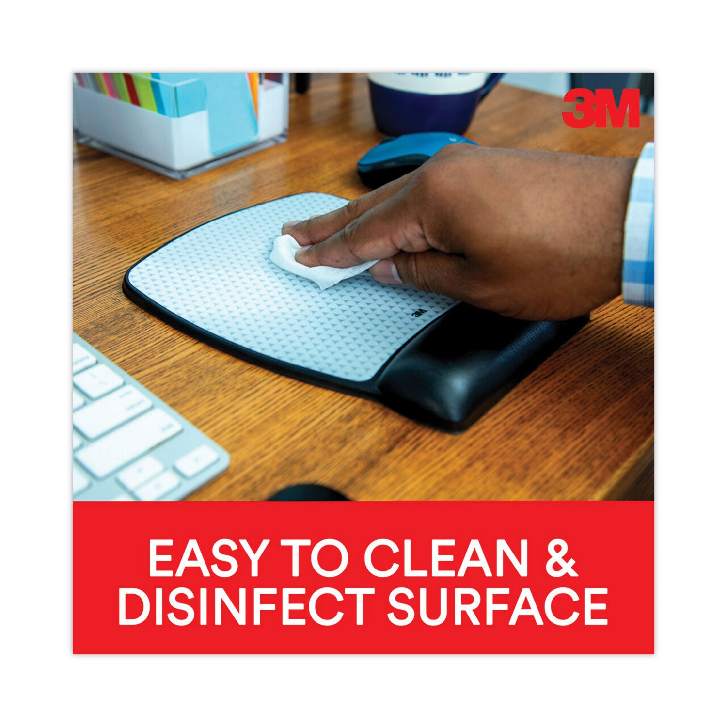 Antimicrobial Gel Compact Mouse Pad with Wrist Rest, 8.6 x 6.75, Black - 