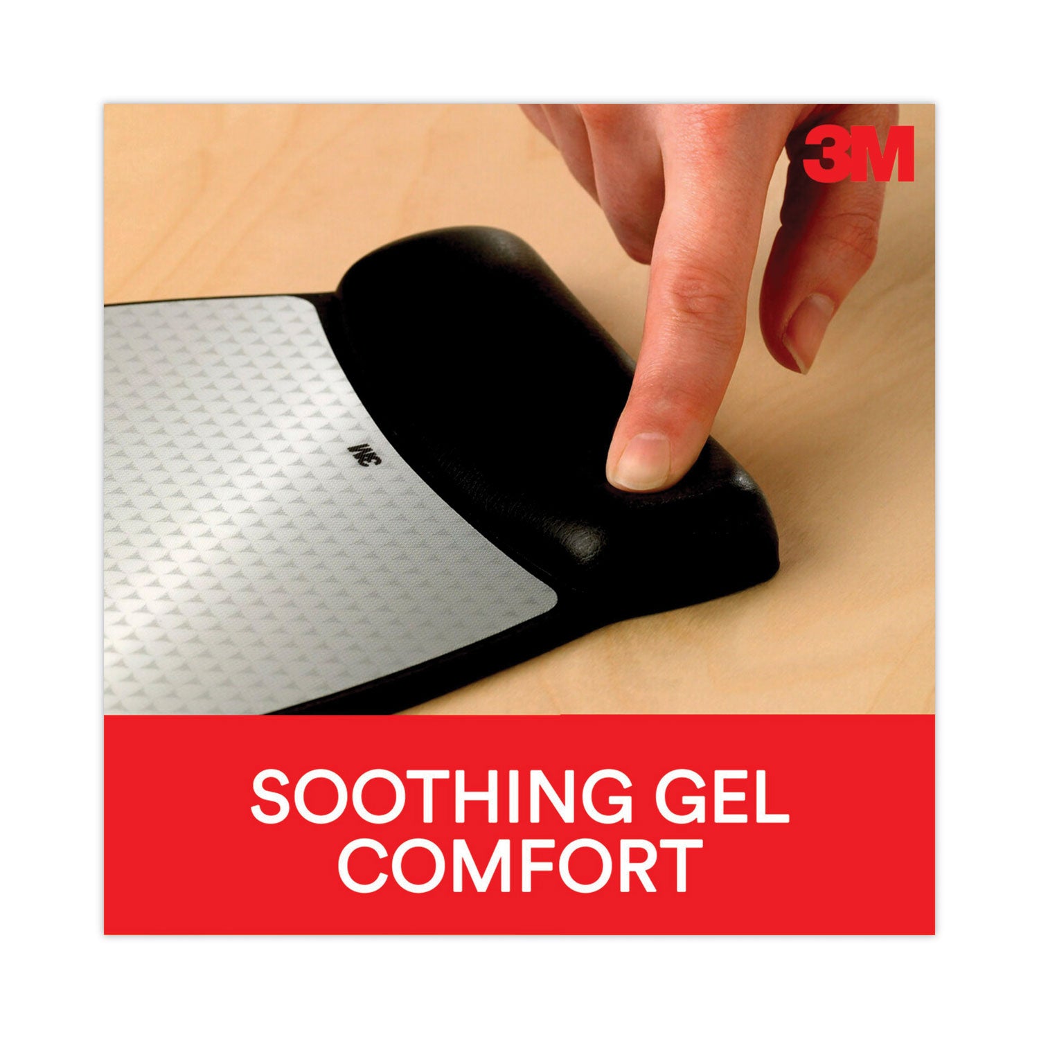 Antimicrobial Gel Compact Mouse Pad with Wrist Rest, 8.6 x 6.75, Black - 