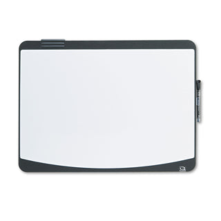 Tack and Write Board, 25.5 x 17.5, Black/White Surface, Black Plastic Frame - 