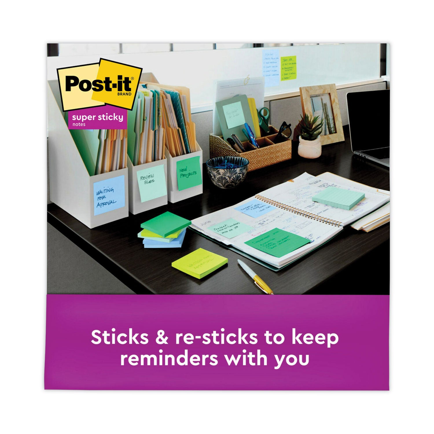 Recycled Pop-up Notes in Oasis Collection Colors, 3 x 3, 90 Sheets/Pad, 10 Pads/Pack - 