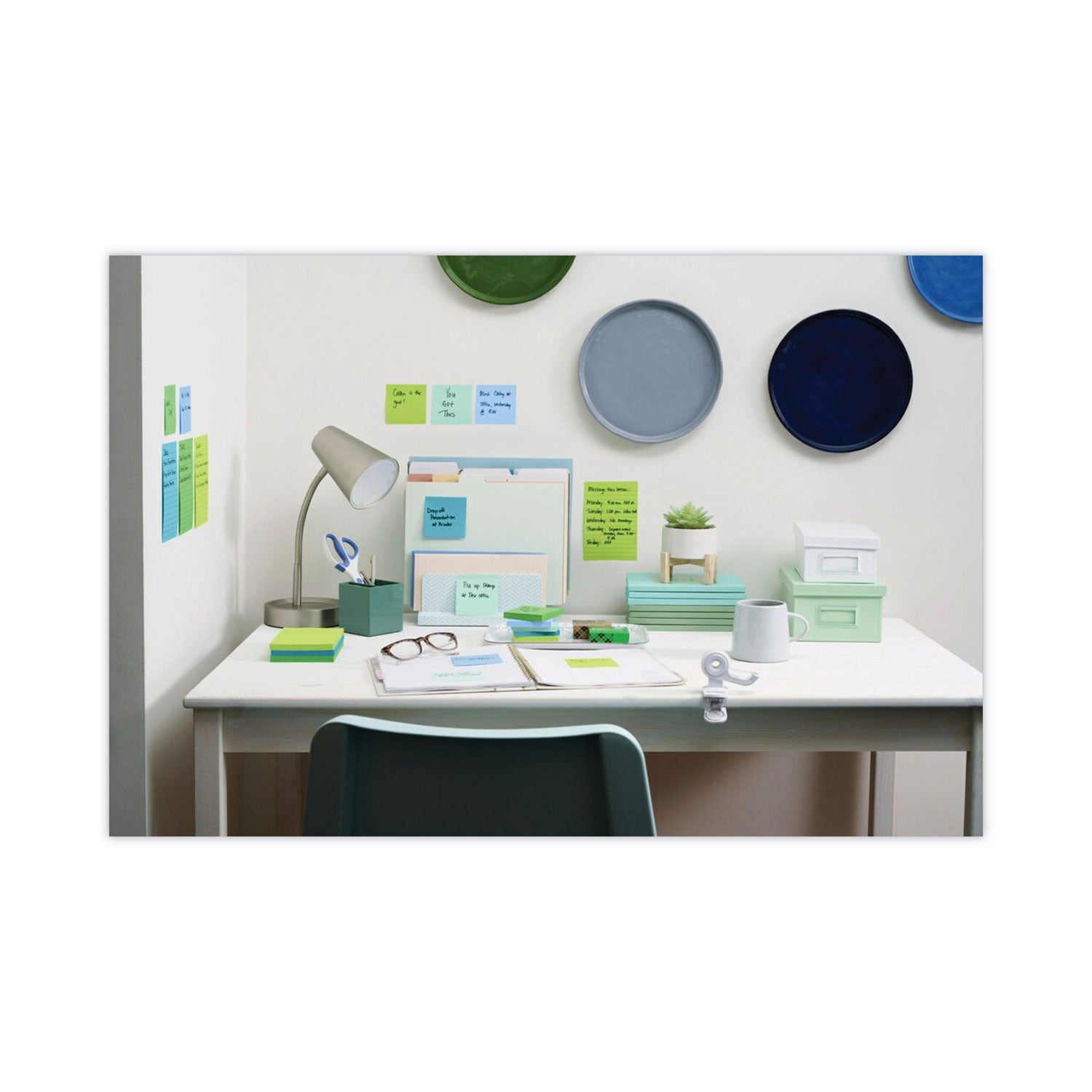 Recycled Pop-up Notes in Oasis Collection Colors, 3 x 3, 90 Sheets/Pad, 10 Pads/Pack - 