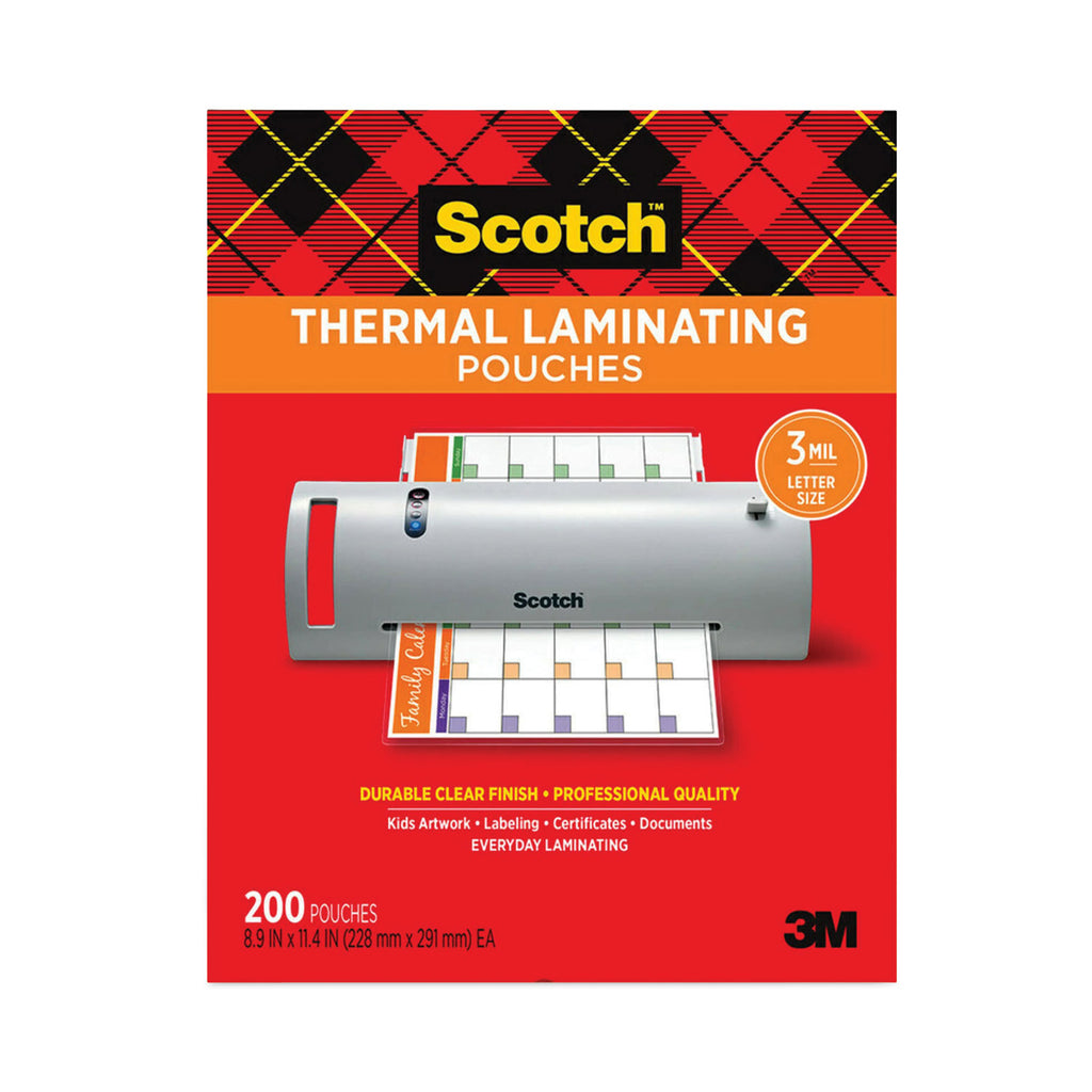 Laminating Pouches, 3 mil, 9" x 11.5", Gloss Clear, 200/Pack - 