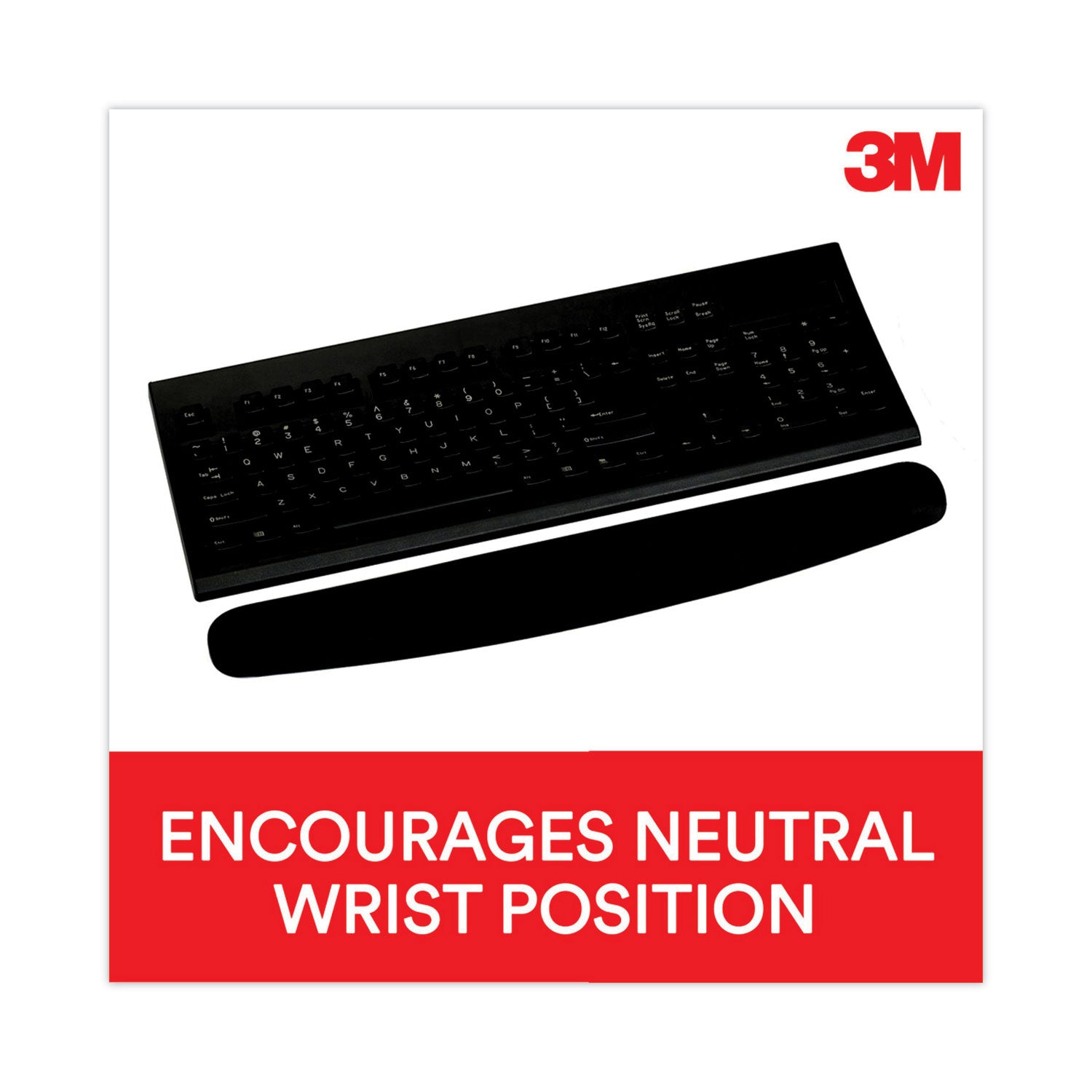 Antimicrobial Foam Keyboard Wrist Rest, 18 x 2.75, Black - 