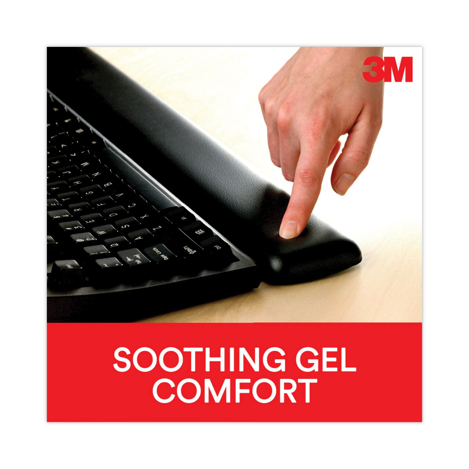 Antimicrobial Gel Large Keyboard Wrist Rest, 19 x 2.75, Black - 