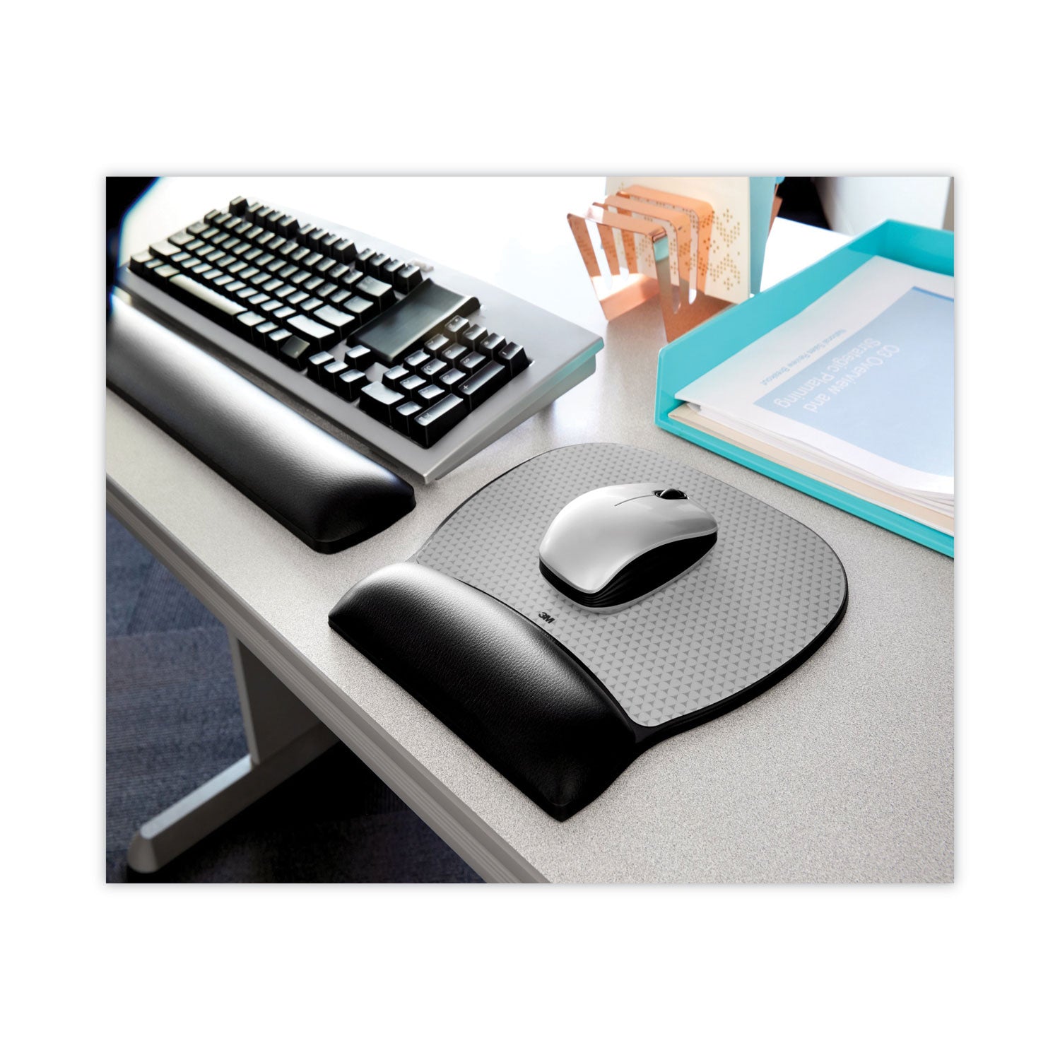 Antimicrobial Gel Large Keyboard Wrist Rest, 19 x 2.75, Black - 