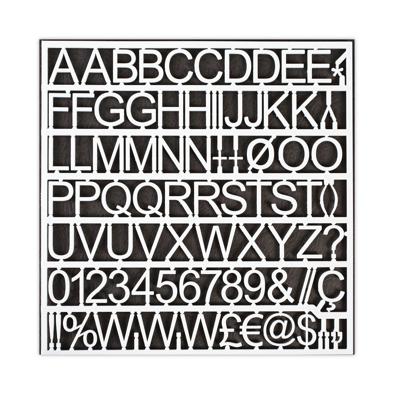 White Plastic Set of Letters, Numbers and Symbols, Uppercase, 1"h - 