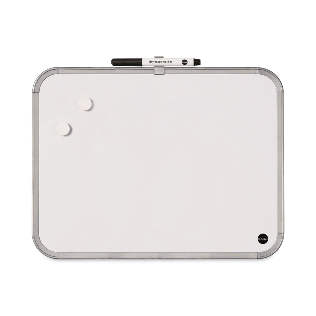 Magnetic Dry Erase Board, 11 x 14, White Surface, White Plastic Frame
