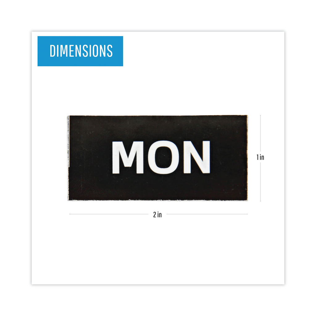 Interchangeable Magnetic Board Accessories, Days of Week, Black/White, 2" x 1", 7 Pieces - 