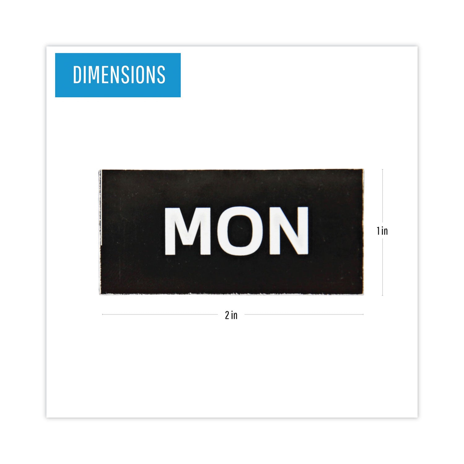Interchangeable Magnetic Board Accessories, Days of Week, Black/White, 2" x 1", 7 Pieces - 