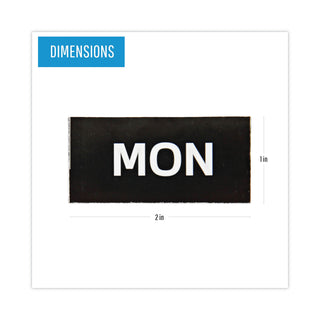 Interchangeable Magnetic Board Accessories, Days of Week, Black/White, 2" x 1", 7 Pieces - 
