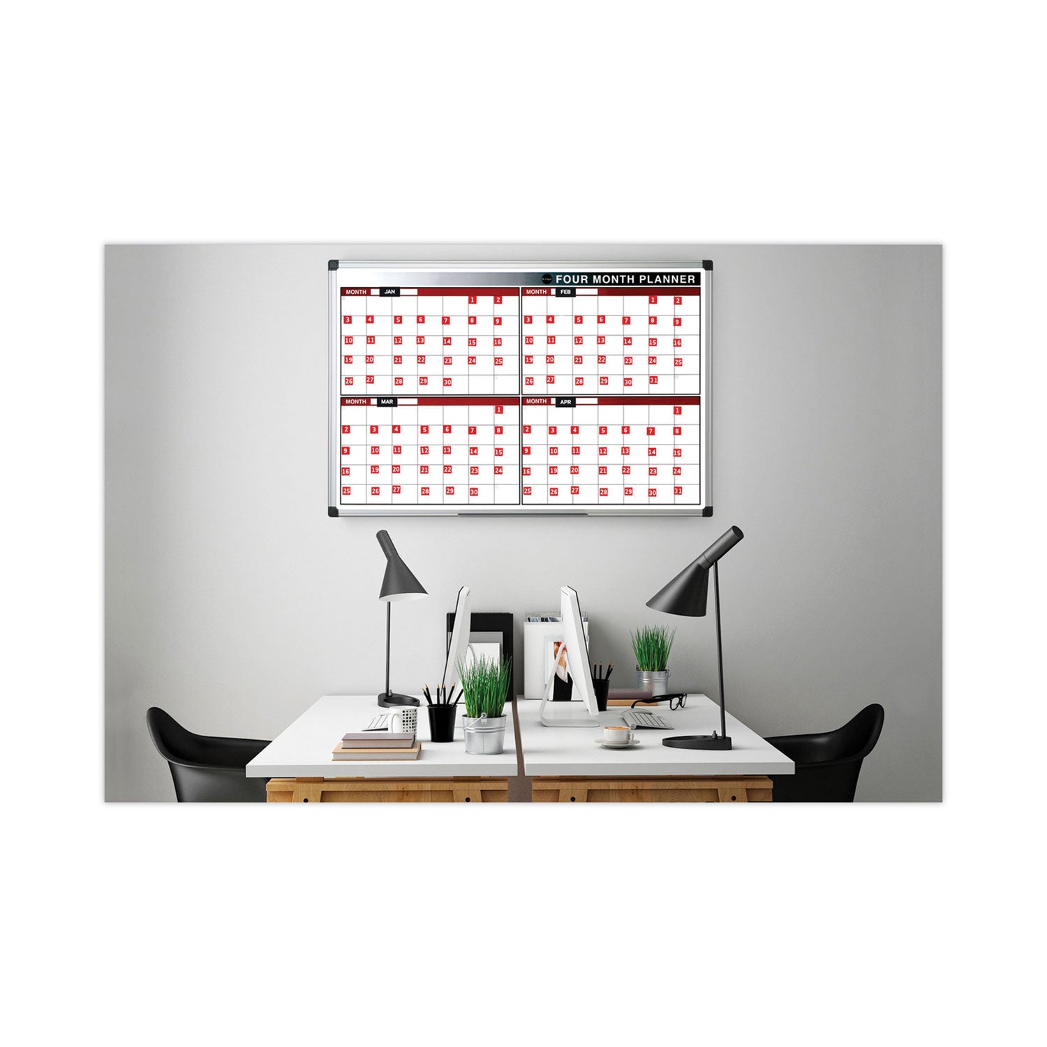 Interchangeable Magnetic Board Accessories, Months of Year, Black/White, 2" x 1", 12 Pieces - 